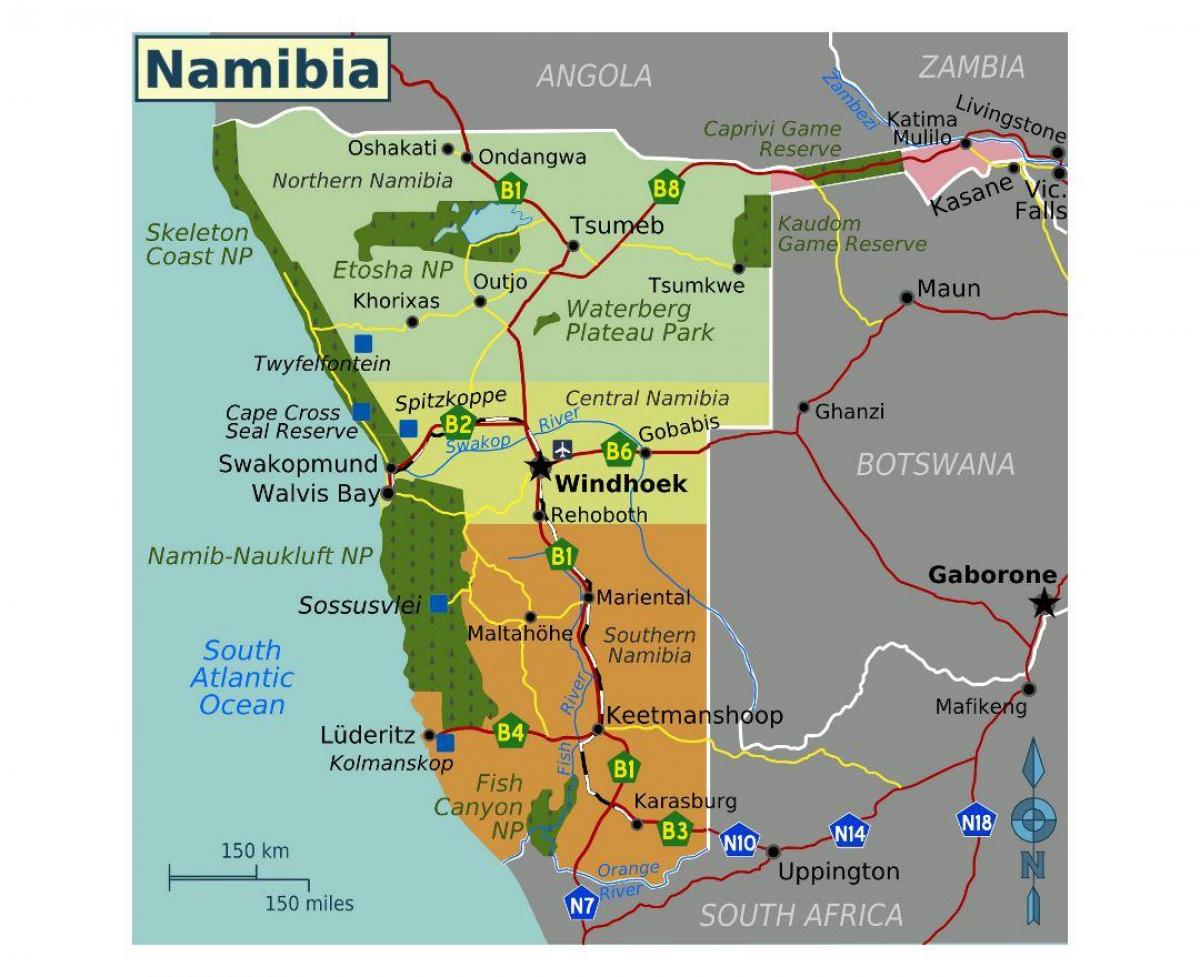 Mapa ng hilagang Namibia 