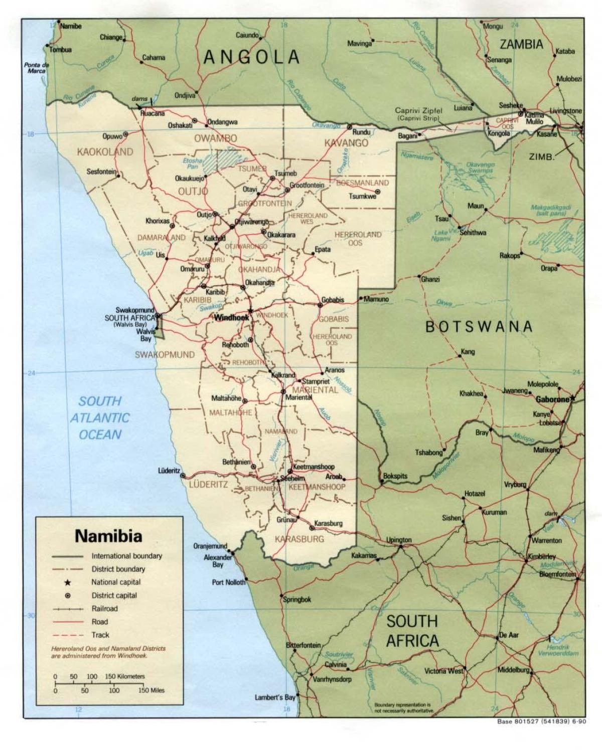 Namibian mapa gamit ang lahat ng mga bayan