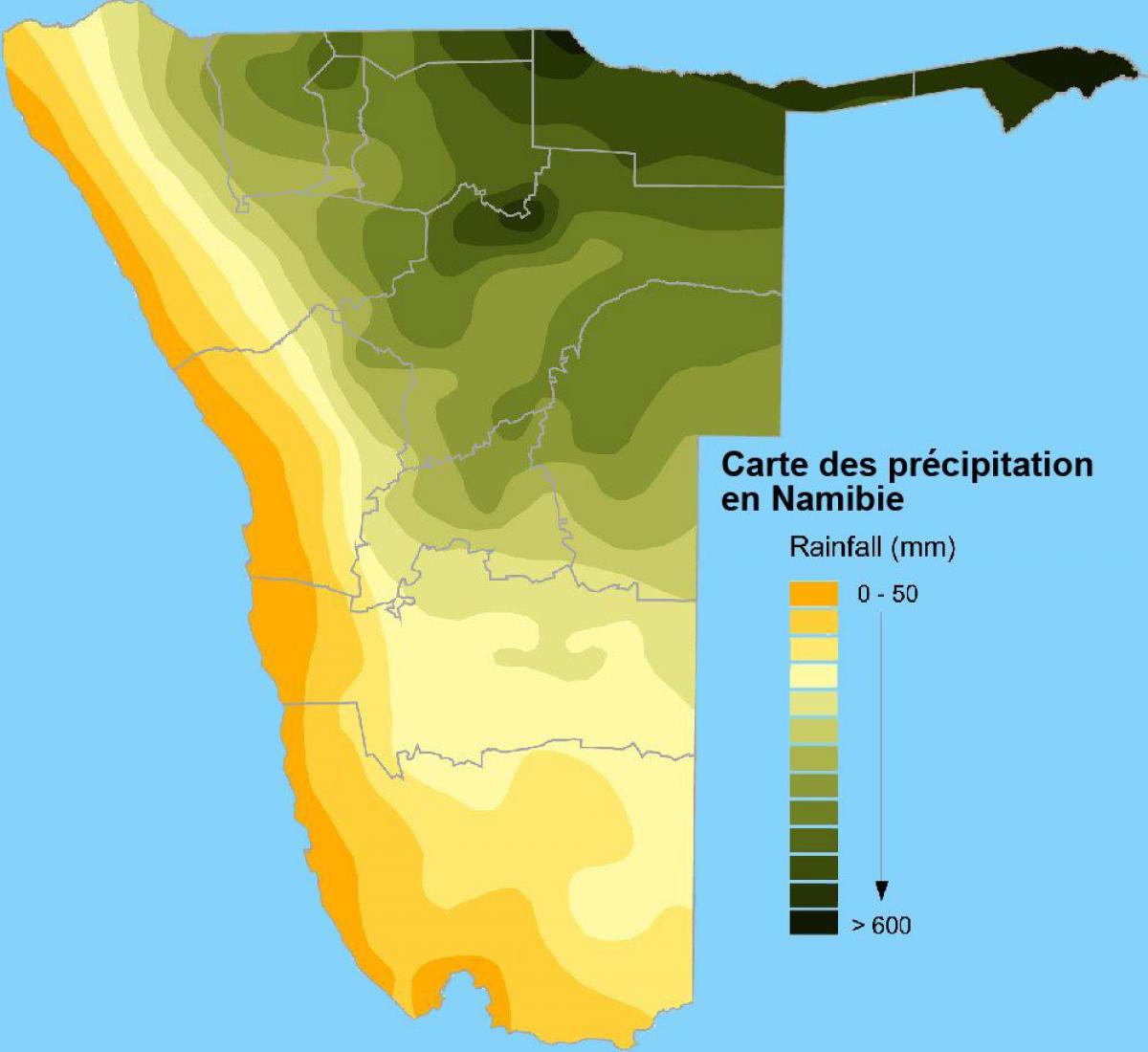 Mapa ng Namibia pag-ulan